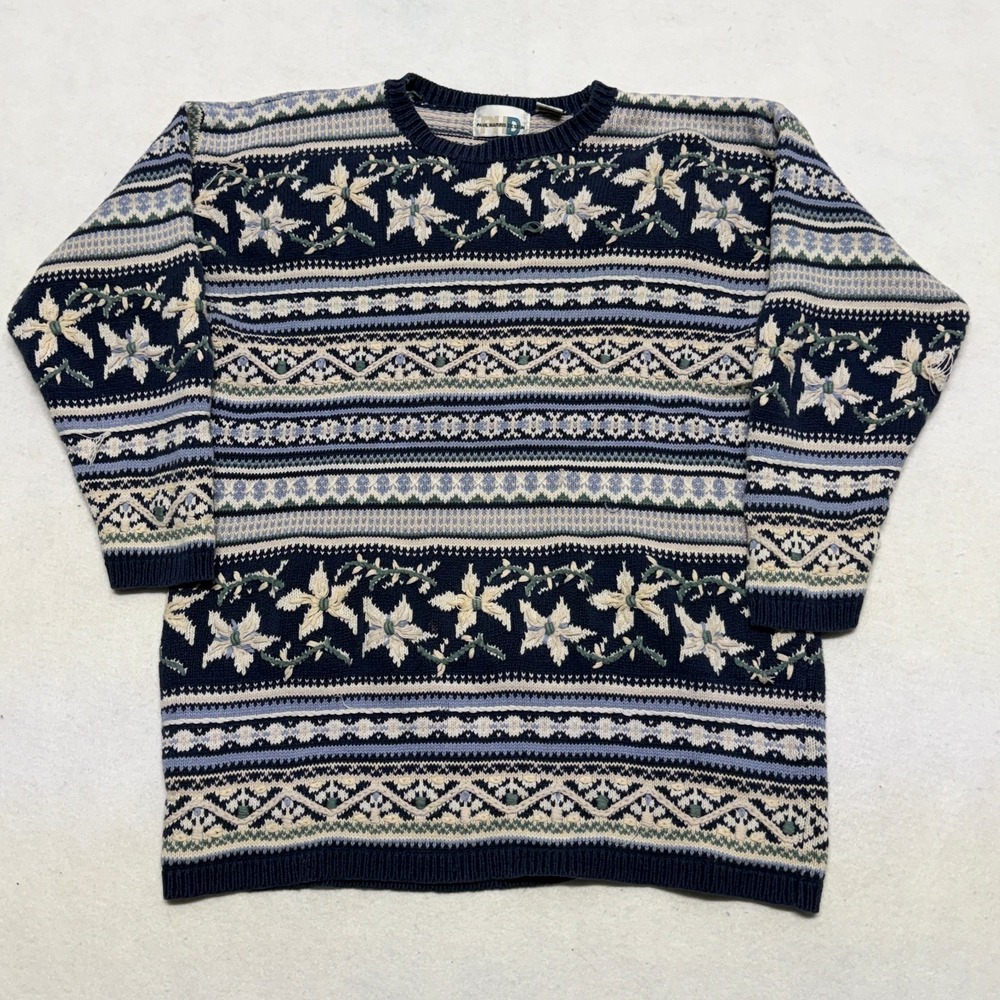 Vintage Paul Harris Design‎ Pullover Sweater Womens Large Floral 3D Granny Knit